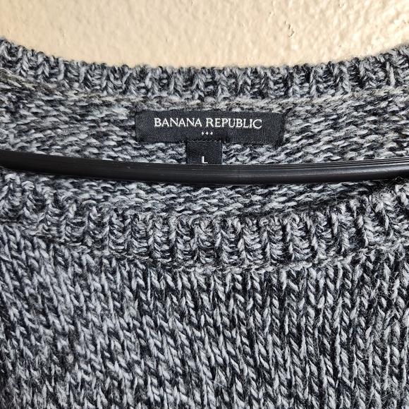 Banana Republic Womens Gray Marled Semi-Cropped Round Neck LS Sweater-Size L - Picture 5 of 7